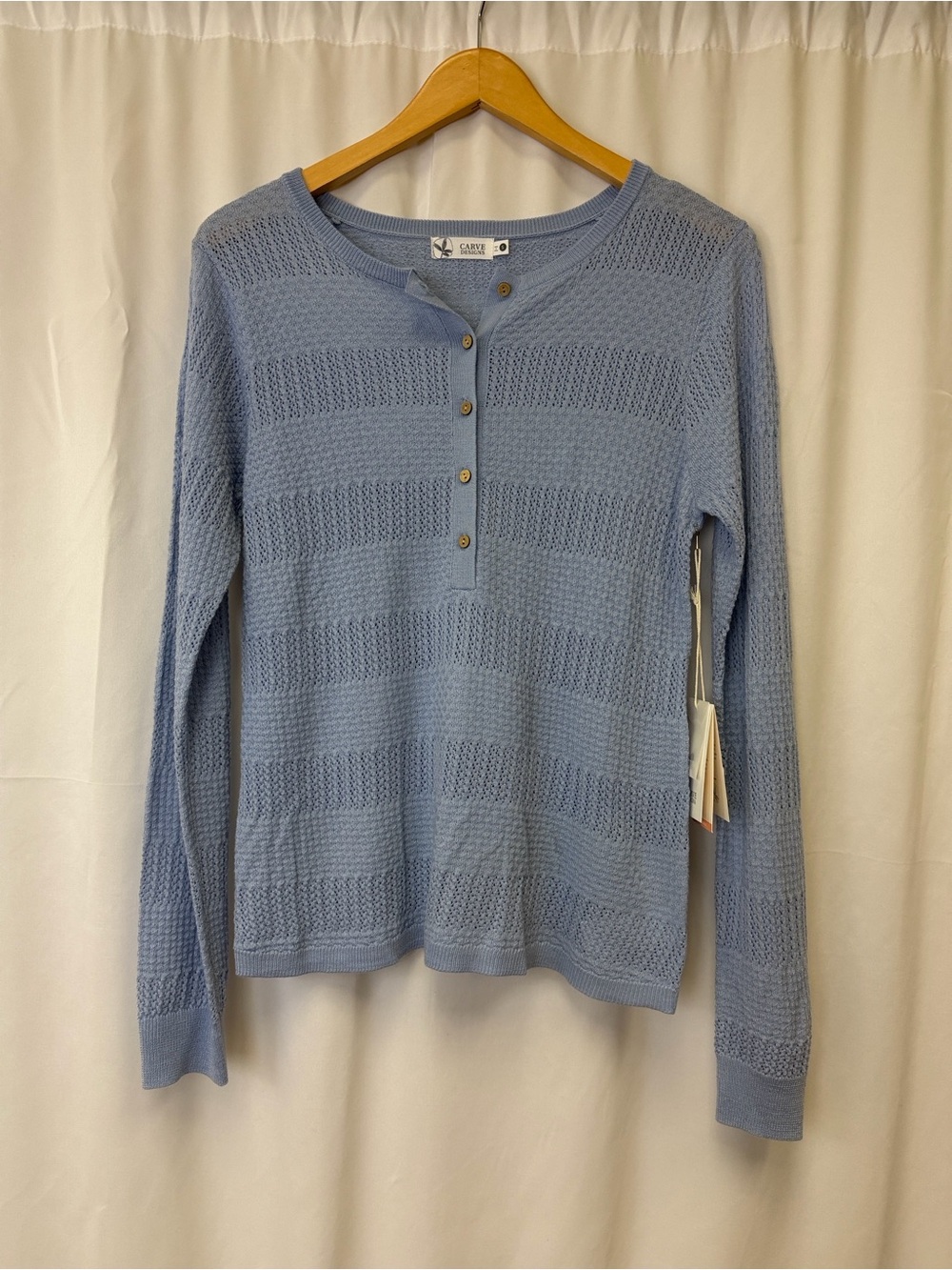 Carve Designs Light Blue Knit Henley Long Sleeve